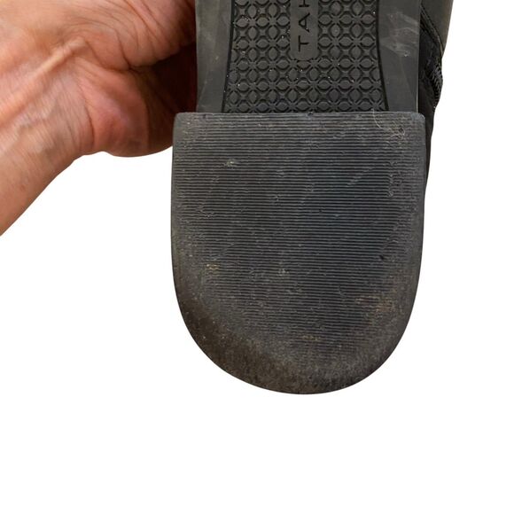 Tahari High Knee Boots 9.5 Black Leather Flats Minimalist Old Money Comfort - Picture 8 of 16